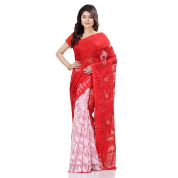 White Hand Woven Cotton Saree Without Blouse 2