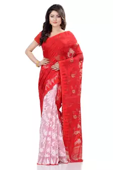 White Hand Woven Cotton Saree Without Blouse