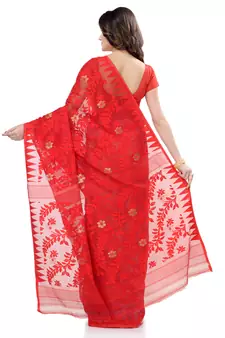 White Hand Woven Cotton Saree Without Blouse