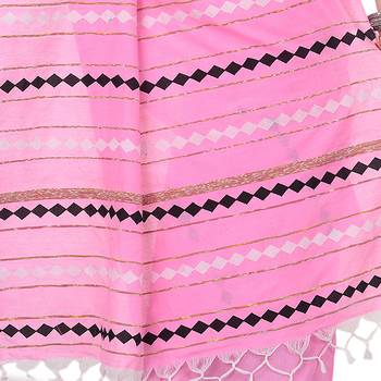 Pink hand woven cotton saree with blouse 4