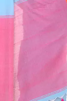   sky blue hand woven cotton saree with blouse