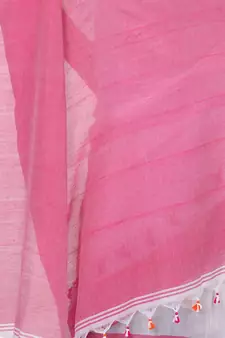 White hand woven cotton saree with blouse