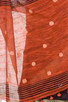 Black hand woven cotton saree with blouse