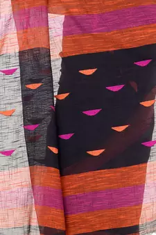 Black hand woven cotton saree with blouse