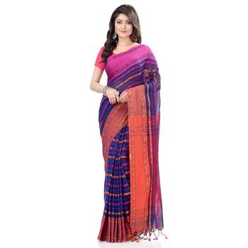  multicolor hand woven cotton saree with blouse 1