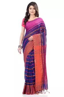   multicolor hand woven cotton saree with blouse