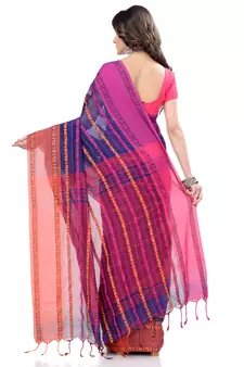   multicolor hand woven cotton saree with blouse