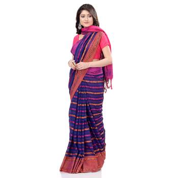   multicolor hand woven cotton saree with blouse 5