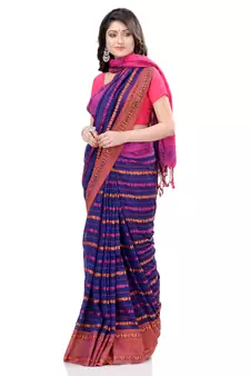   multicolor hand woven cotton saree with blouse