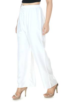 White Rayon Plain Stitched  Palazzo 2
