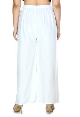 White Rayon Plain Stitched  Palazzo 3