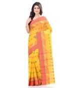 Yellow Hand Woven Cotton Saree Without Blouse