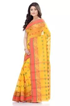 Yellow Hand Woven Cotton Saree Without Blouse