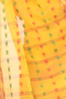 Yellow Hand Woven Cotton Saree Without Blouse