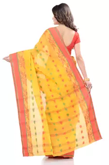 Yellow Hand Woven Cotton Saree Without Blouse