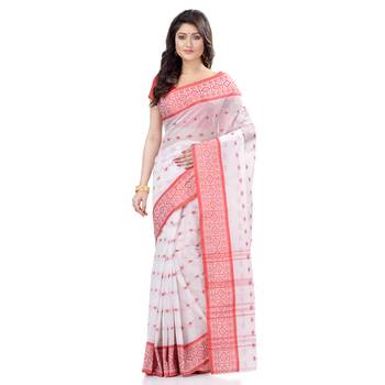 Red Hand Woven Cotton Saree Without Blouse 1