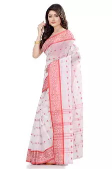 Red Hand Woven Cotton Saree Without Blouse