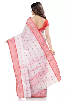 Red Hand Woven Cotton Saree Without Blouse