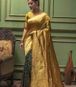 Mustard woven art silk saree with blouse