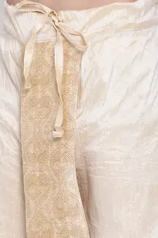 Men's Traditional Beige Coloured Embroidered Art Silk Dhoti