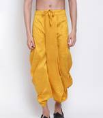 Men's Traditional Yellow Coloured Embroidered Art Silk Dhoti