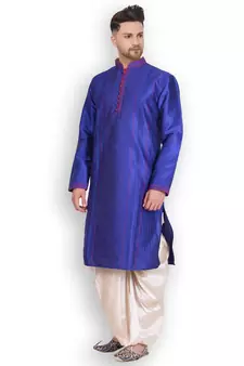 Men's Traditional Beige Coloured Plain Art Silk Dhoti