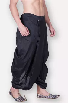 Men's Traditional Black Coloured Plain Art Silk Dhoti