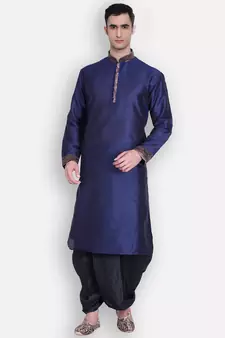 Men's Traditional Black Coloured Plain Art Silk Dhoti
