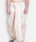 Men's Traditional Light Beige Coloured Plain Art Silk Dhoti
