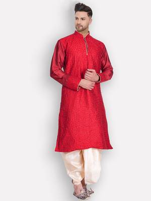 Men's Traditional Light Beige Coloured Plain Art Silk Dhoti 5