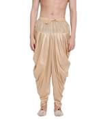 Men's Traditional Beige Coloured plain Pattern Art Silk Kaul Dhoti