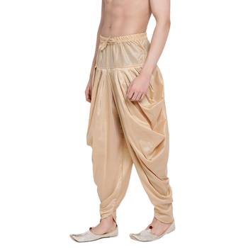 Men's Traditional Beige Coloured plain Pattern Art Silk Kaul Dhoti 2
