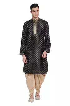 Men's Traditional Beige Coloured plain Pattern Art Silk Kaul Dhoti