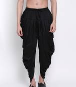 Men's Traditional Black Coloured plain Pattern Art Silk Kaul Dhoti