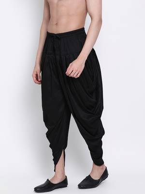 Men's Traditional Black Coloured plain Pattern Art Silk Kaul Dhoti 2