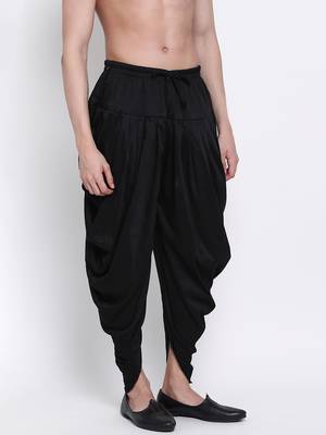 Men's Traditional Black Coloured plain Pattern Art Silk Kaul Dhoti 3