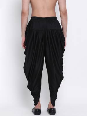 Men's Traditional Black Coloured plain Pattern Art Silk Kaul Dhoti 4