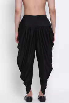 Men's Traditional Black Coloured plain Pattern Art Silk Kaul Dhoti