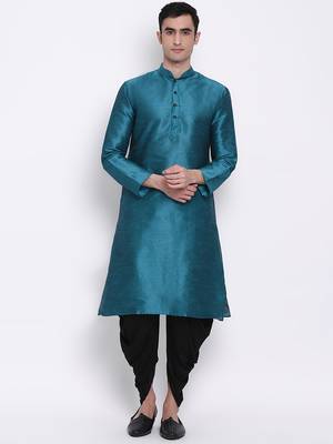 Men's Traditional Black Coloured plain Pattern Art Silk Kaul Dhoti 5