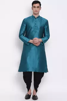 Men's Traditional Black Coloured plain Pattern Art Silk Kaul Dhoti