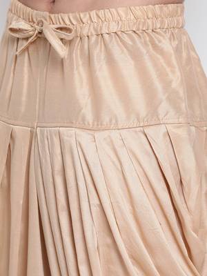 Men's Traditional Deep Beige Coloured plain Pattern Art Silk Kaul Dhoti 6