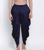 Men's Traditional Deep Blue Coloured plain Pattern Art Silk Kaul Dhoti