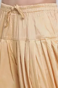 Men's Traditional Fawn Coloured plain Pattern Art Silk Kaul Dhoti