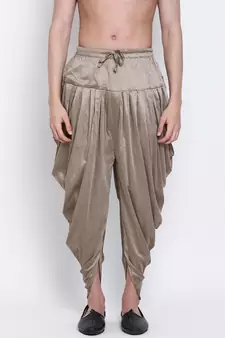 Men's Traditional Mehandi Coloured plain Pattern Art Silk Kaul Dhoti