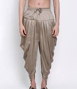 Men's Traditional Mehandi Coloured plain Pattern Art Silk Kaul Dhoti