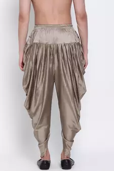 Men's Traditional Mehandi Coloured plain Pattern Art Silk Kaul Dhoti