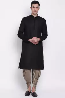 Men's Traditional Mehandi Coloured plain Pattern Art Silk Kaul Dhoti