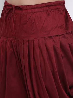 Men's Traditional Marron Coloured plain Pattern Art Silk Kaul Dhoti 6