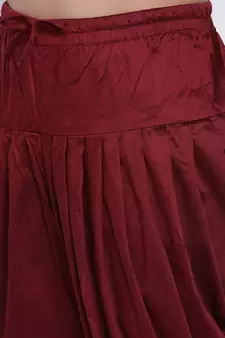 Men's Traditional Marron Coloured plain Pattern Art Silk Kaul Dhoti