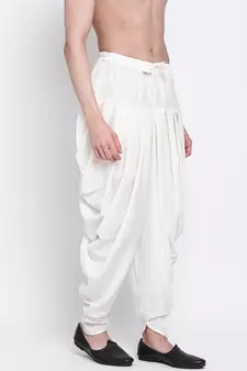 off-White Art Silk Plain Dhoti